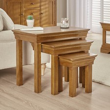 French Louis Oak Nest of 3