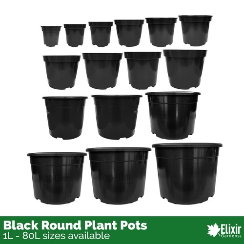 Black recycled plastic plant - black,