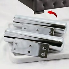 2 x Chrome Bed Legs Circular