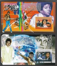 MICHAEL JACKSON POP MUSIC STAMPS SET OF 2 SPECIAL MIN SHEETS MNH GUINEE 2009