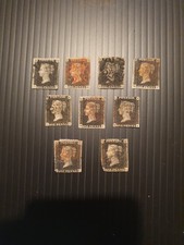 QV 1840 1d blacks x 9 in mixed