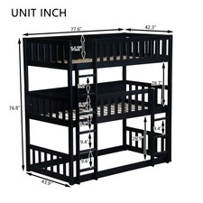 Twin Size Triple Rubber Wood