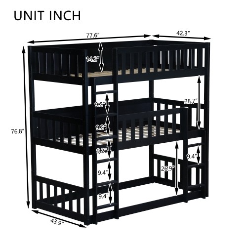 Twin size triple - rubber, wood