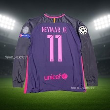 Neymar Jr #11 Barcelona 2016-2017 Champions League Away Long Sleeve Jersey