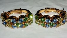 JOAN RIVERS Flower Crystal Cluster Gold-tone Look of Gold Half Hoop Earrings*** 