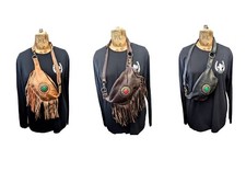 Studded leather crossbody sling / bum  bag , Bohemian Moroccan  bag