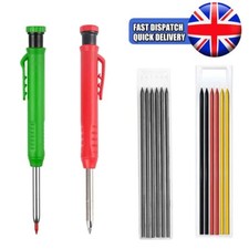Deep Hole Solid Carpenter Pencil With 12 Refill Leads Construction Pencil Set