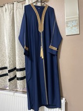 Blue Embroidered Moroccan Abaya