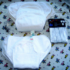MOTHERCARE Shape Terry Towel Nappy x12 + 3 Plastic WP Baby Pants BNiB Pin Bundle