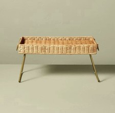Natural Woven Tray with Brass