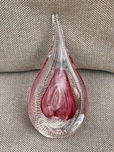 Signed pink clear art glass - clear,