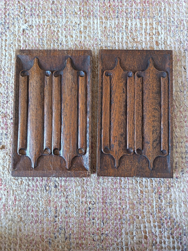 Antique carved oak linenfold - antique,