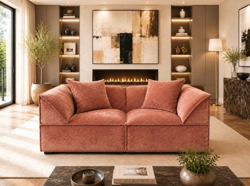 Double fabric sofa sectional - double,