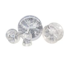 Ear Plugs Cracked Glass Quartz Stone Double Flared Plugs - Various Sizes