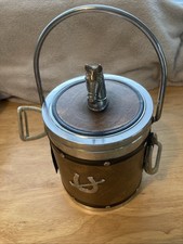 Vintage 1970s Horse Head Ice Bucket with Leather Trim Equestrian Theme