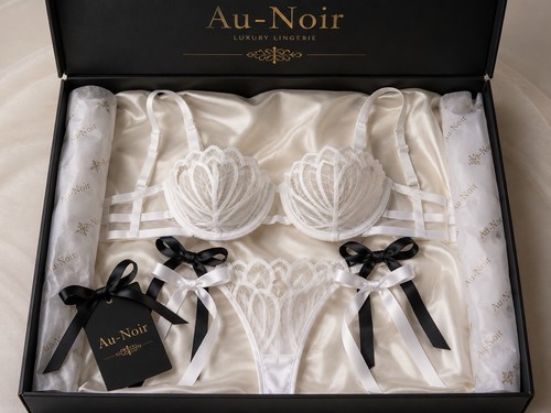 Beautiful white lingerie set - white,