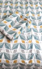 SAINSBURY Teal/Sage Green/Ochre Geometric Single Duvet Cover & Pillowcase UNUSED