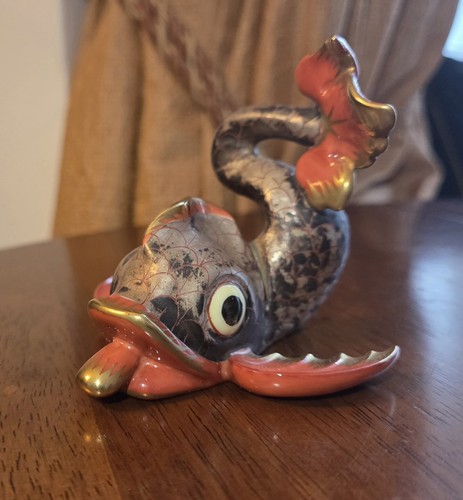 Herend dolphin koi fish rust - -,