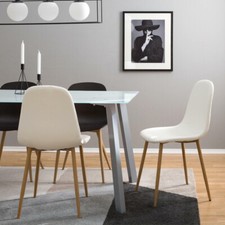 Set of 2/4 Dining Chairs Metal Legs Kitchen Office Upholstered Seat Restaurant