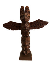 Totem Pole Vintage  Hand Carved Wood Thunderbird Native Indian