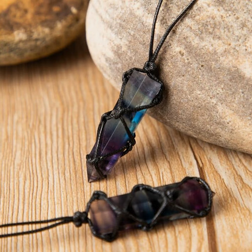 Rainbow fluorite pendant - rainbow,