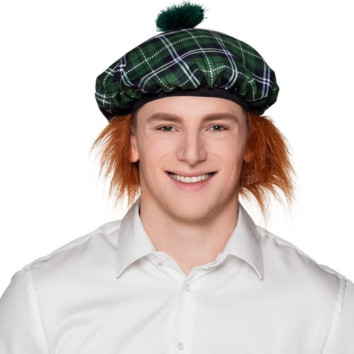Beret tartan green with - beret,
