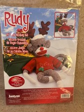 Janlynn Rudy Reindeer 21" Sock Monkey Kit W Adoption Papers 2003 0465-66 Vintage
