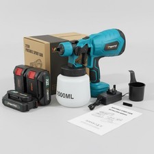 2 Battery Cordless Paint Sprayer Fence Wall Airless 21V HVLP Spray Gun 1000ML UK