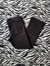 M&S Black Corduroy Trousers Bootcut Flared Needle Cord Jeans Velvet Goth Size 14