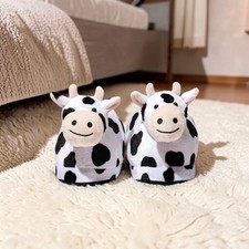 Animal Plush Slippers Cow