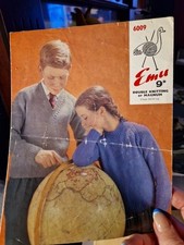 Emu children's vintage DK knitting pattern 6009 - 2 x sweaters 24-34"