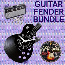 FENDER XMAS BUNDLE KeyRing Holder TIN SIGN & CLOCK Man Cave Music GUITAR AMP