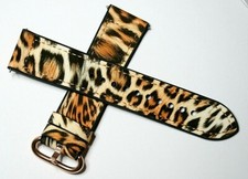 LEOPARD PRINT SUPERIOR WATCH STRAP SMOOTH SILICONE WITH CALF LEATHER TOP 18-22MM