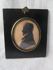 ANTIQUE FRAMED GEORGIAN HAND PAINTED SILHOUETTE OF A GENT