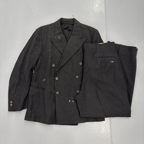 Vintage 50s grey wool - grey, double