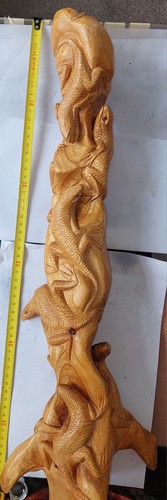 Wooden sculpture featuring