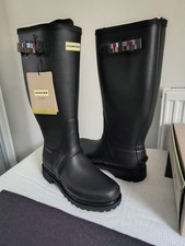 HUNTER R HARLEQUIN BALMORAL WIDE FIT BLACK WELLINGTON BOOTS