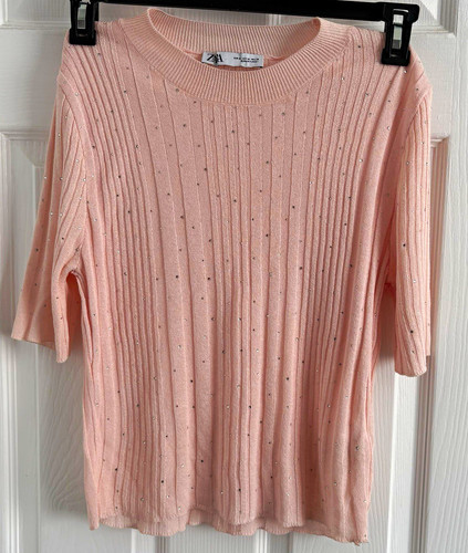 Zara pink crew - pink, neck