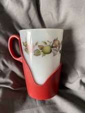 Vintage Arcoroc Drink Up Cups Glass Plastic Holders Retro Orange Yellow 60-70's