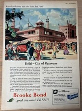 1950's DELHI BROOKE BOND TEA LARGE ADVERT Little Red Vans Ad JUMMA MASJID