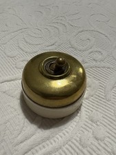 Vintage Ceramic & Brass Toggle Light Switch – 1930s–50s Retro Electrical Fitting