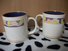 2 Vintage Abstract/Geometric 1980's Kiln Craft Mugs - Free Post