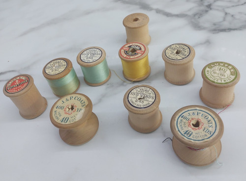 Vintage wooden cotton reels - vintage,
