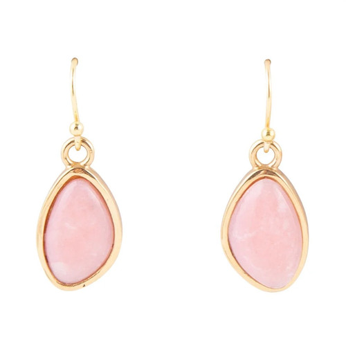 Pink opal golden drop earrings - golden,