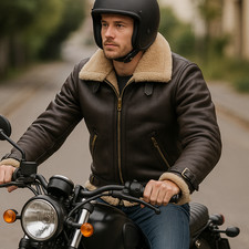 RAF Men's B-3 Jacket WW2 US Navy Aviator Flying Irvin Fur Shearling Real Leather