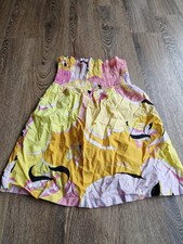 Emilio Pucci Tropical Pink Yellow Pattern Smocked Ruched Strapless Top Cover Up