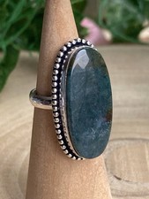Green Moss Agate Ring Size O