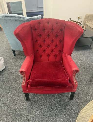 Red velvet wingback - wingback, armchair