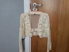 Gorgeous Phase Eight cream gauze bolero jacket with flower embellishments, 16