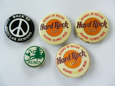 Vintage lot of Ban the Bomb and Hard Rock no nuke pin backs